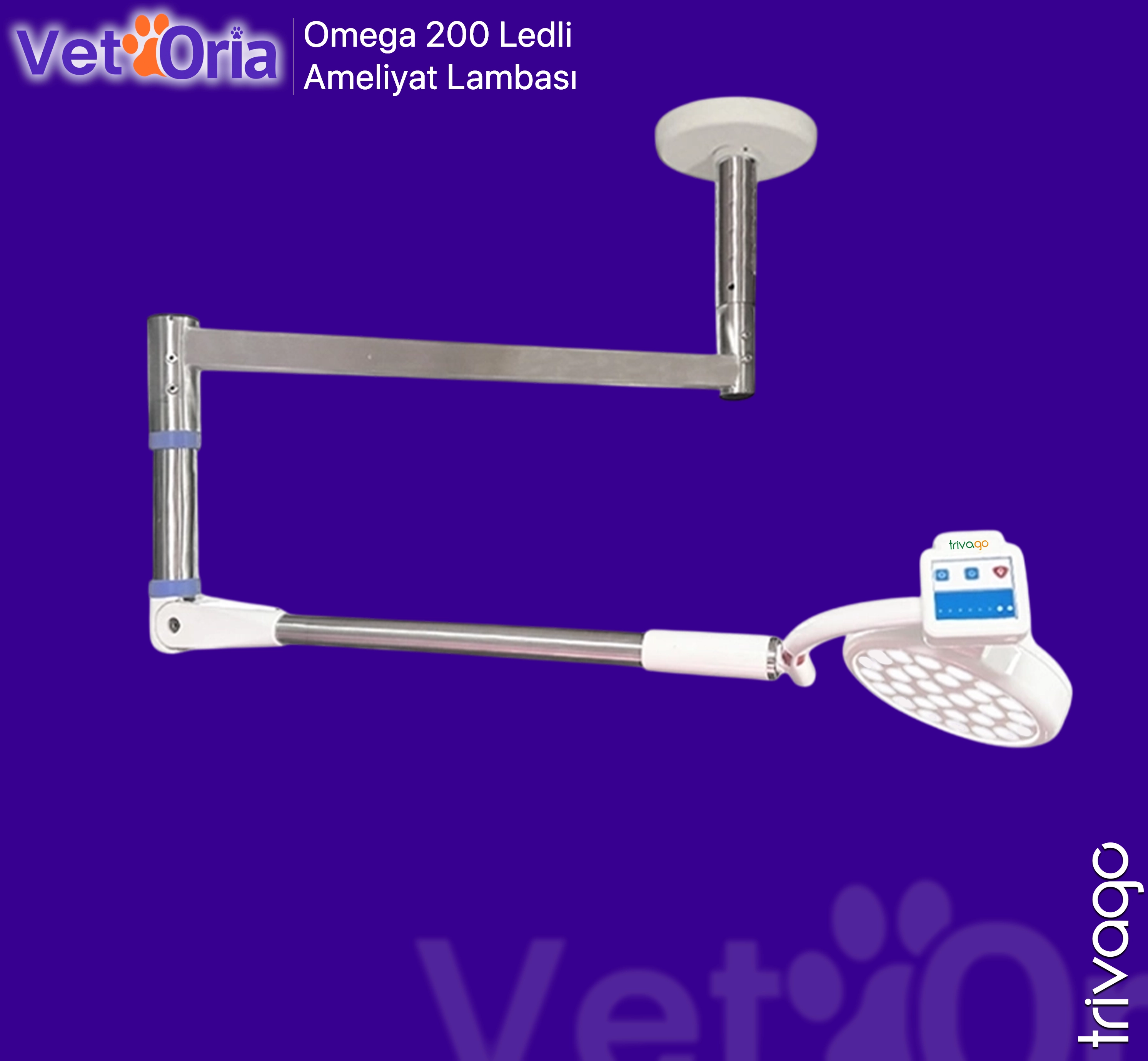                 Tek Başlıklı Tavana Monte Omega 200 Led Ameliyat Lambası